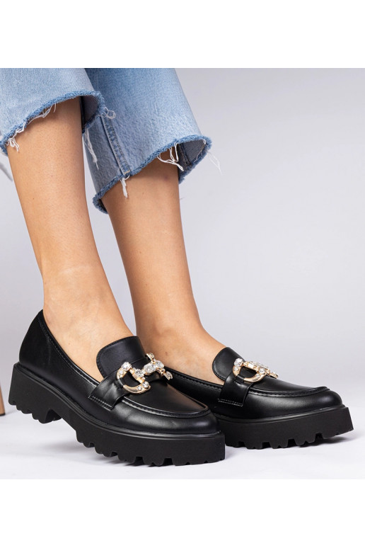 Mocassins élégants noirs avec zircons...
