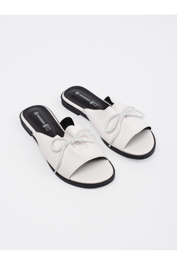 couleur blanche Chaussons płaksie avec un arc 2