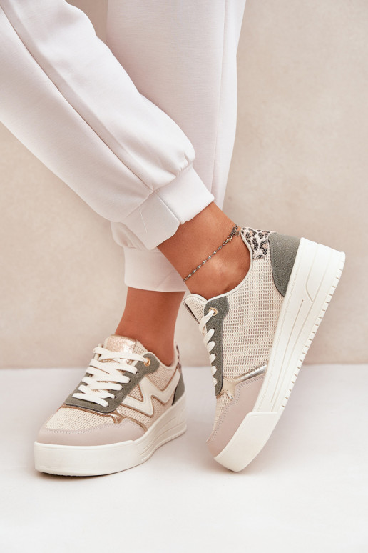 baskets Féminin avec une plateforme avec des motifs en fourrure de léopard couleur verte Lorori