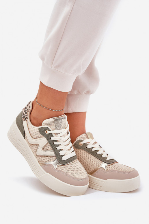 baskets Féminin avec une plateforme avec des motifs en fourrure de léopard couleur verte Lorori