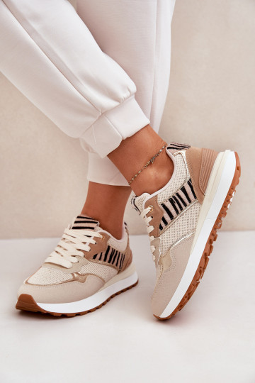 Baskets sportives à plateforme pour femmes couleur sable Zebra Davinara