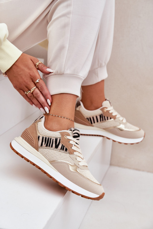 baskets Féminin avec une plateforme Zebra beige Davinara