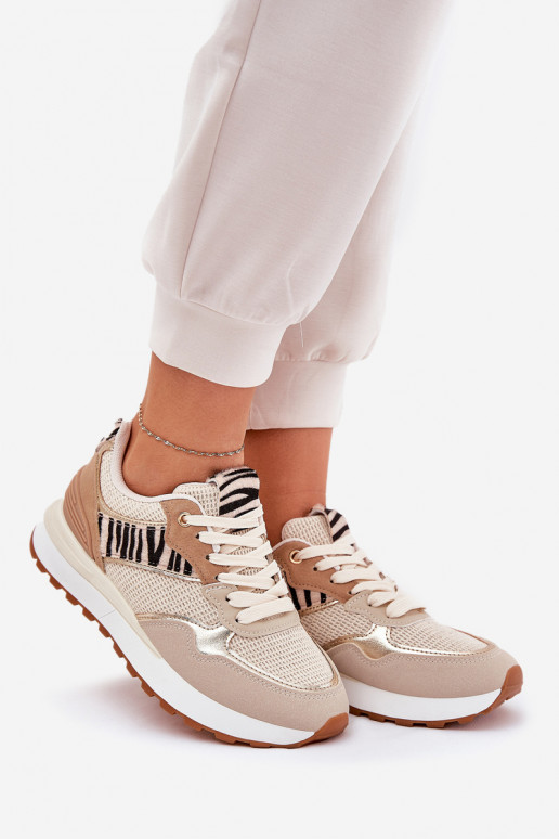 baskets Féminin avec une plateforme Zebra beige Davinara