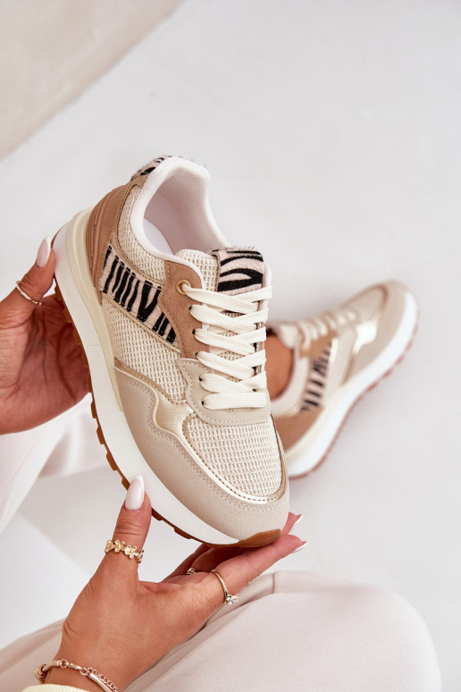 baskets Féminin avec une plateforme Zebra beige Davinara