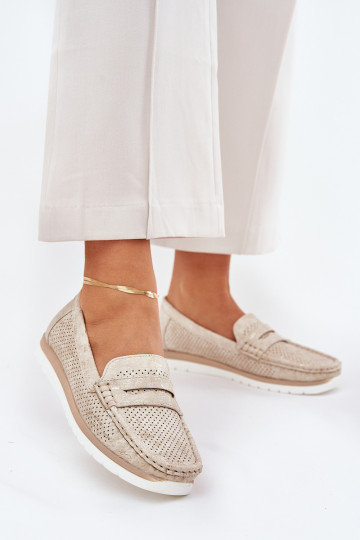 Mocassins Femme en simili cuir couleur or Bralithia