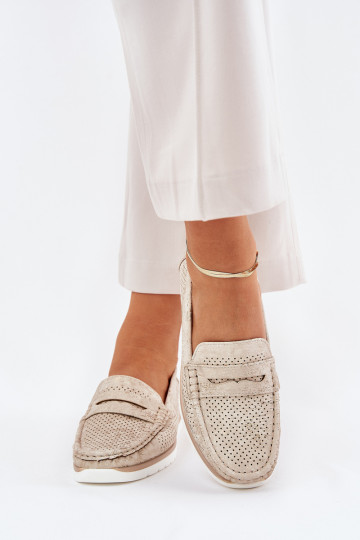 Mocassins Femme en simili cuir couleur or Bralithia 2