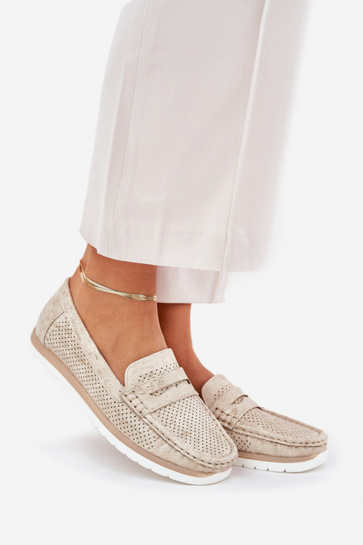 Mocassins Femme en simili cuir couleur or Bralithia Mocassins Femme en simili cuir couleur or Bralithia