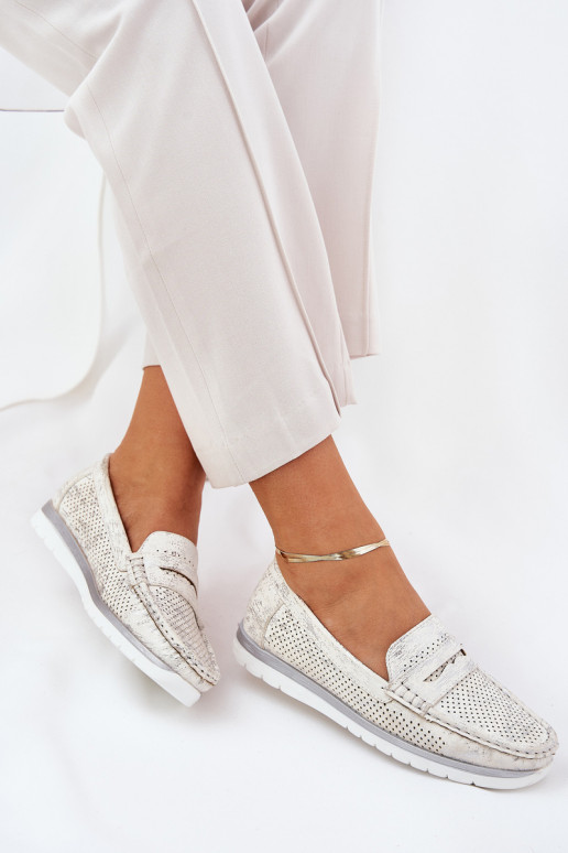 Mocassins pour femmes en cuir éco argenté Bralithia Mocassins pour femmes en cuir éco argenté Bralithia