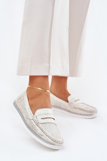 Mocassins pour femmes en cuir éco argenté Bralithia 2