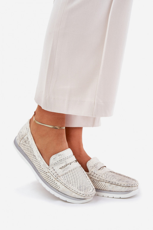 Mocassins pour femmes en cuir éco argenté Bralithia Mocassins pour femmes en cuir éco argenté Bralithia