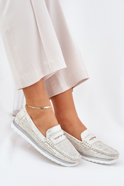 Mocassins pour femmes en cuir éco argenté Bralithia Mocassins pour femmes en cuir éco argenté Bralithia