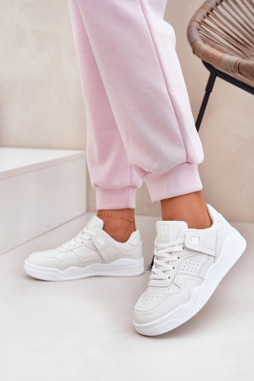Baskets sportives en simili cuir couleur blanche Telisiria