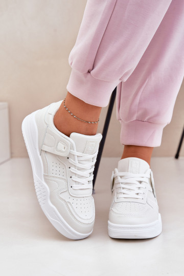 Baskets sportives en simili cuir couleur blanche Telisiria 2