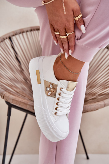 Chaussures de loisirs avec une plateforme Avec des décorations Detalem couleur blanche Annisae