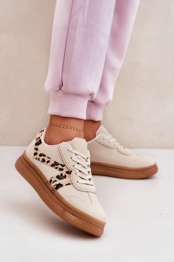 Féminin Chaussures modèle baskets avec une plateforme avec des motifs en fourrure de léopard beige Totter
