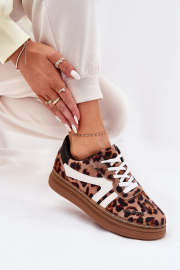Baskets à plateforme pour femmes avec motifs léopard couleur marron Totter