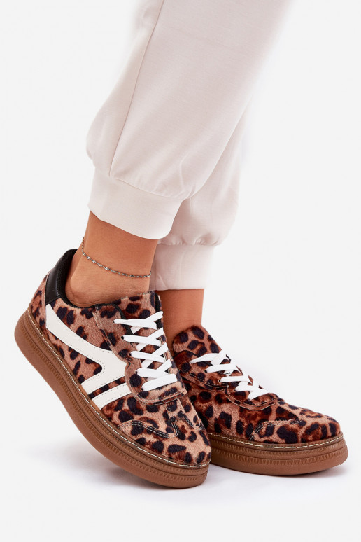 Féminin Chaussures modèle baskets avec une plateforme avec des motifs en fourrure de léopard marron Totter Féminin Chaussures modèle baskets avec une plateforme avec des motifs en fourrure de léopard marron Totter
