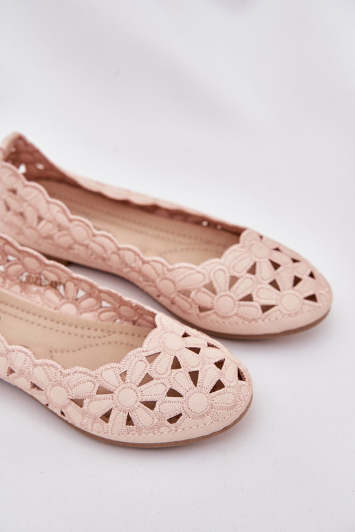 avec des éléments ajourés ballerines Puéril avec éclat couleur rose Zindira