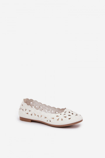 avec des éléments ajourés ballerines Puéril avec éclat couleur blanche Zindira