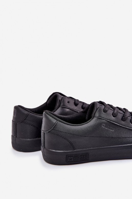 Mâle Modèle classique baskets à semelle plate en cuir écologique Big Star NN174252 couleur noire Mâle Modèle classique baskets à semelle plate en cuir écologique Big Star NN174252 couleur noire