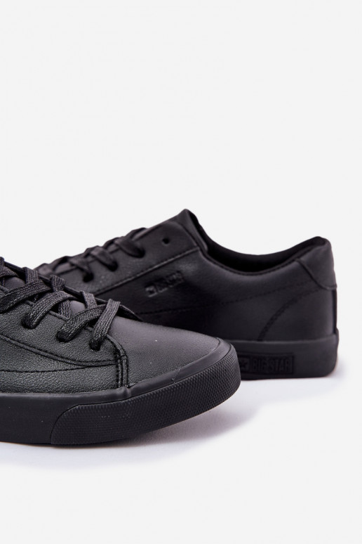 Mâle Modèle classique baskets à semelle plate en cuir écologique Big Star NN174252 couleur noire Mâle Modèle classique baskets à semelle plate en cuir écologique Big Star NN174252 couleur noire