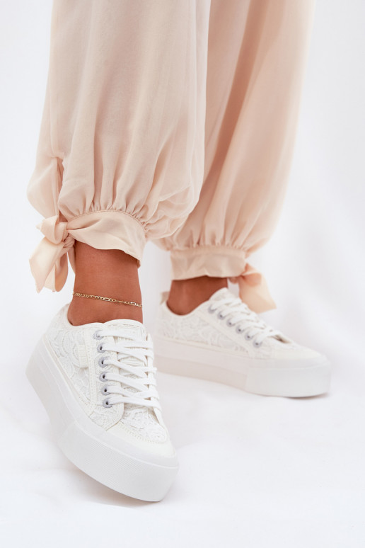 avec des motifs de dentelle Chaussures de loisirs Big Star RR274747 couleur blanche