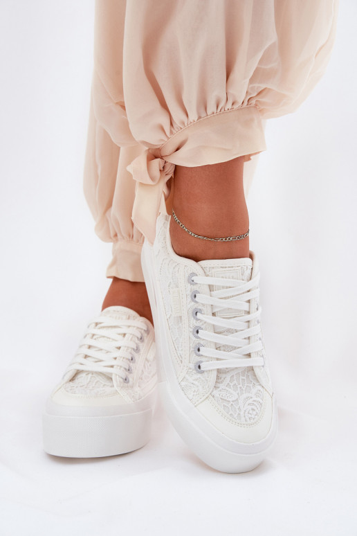 avec des motifs de dentelle Chaussures de loisirs Big Star RR274747 couleur blanche
