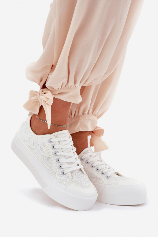 avec des motifs de dentelle Chaussures de loisirs Big Star RR274747 couleur blanche