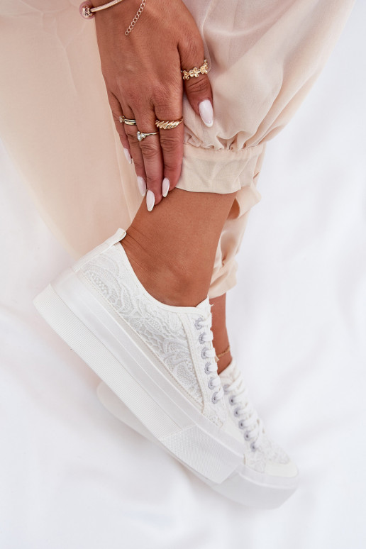 avec des motifs de dentelle Chaussures de loisirs Big Star RR274747 couleur blanche