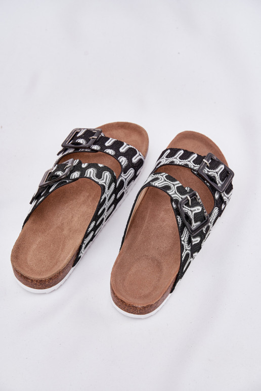 Pantoufles pour femmes avec boucles Et des paillettes S.Barski RB51-006 couleur noire Pantoufles pour femmes avec boucles Et des paillettes S.Barski RB51-006 couleur noire