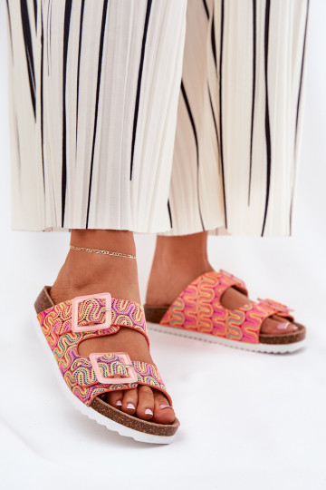 Pantoufles pour femmes avec boucles Et des paillettes S.Barski RB51-006 couleur orange