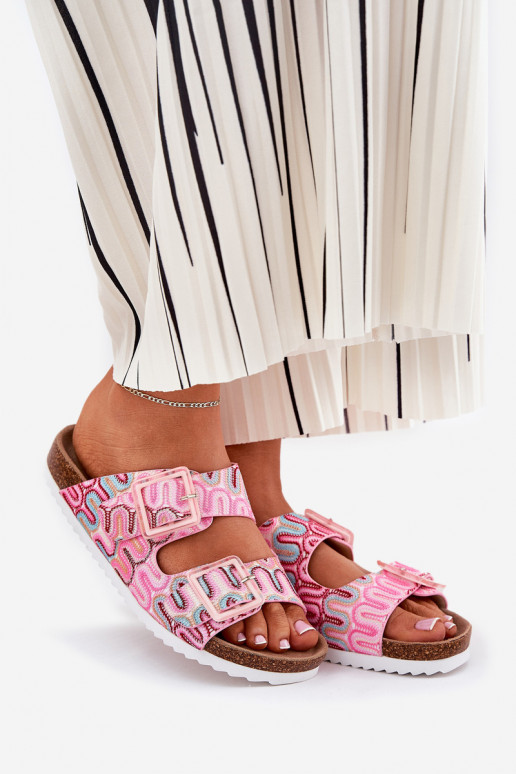 Pantoufles pour femmes avec boucles Et des paillettes S.Barski RB51-006 couleur rose Pantoufles pour femmes avec boucles Et des paillettes S.Barski RB51-006 couleur rose