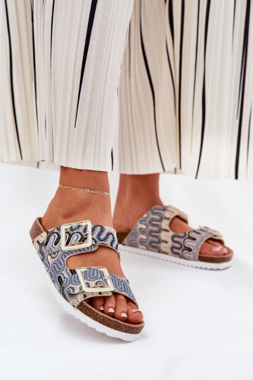 Pantoufles pour femmes avec boucles Et des paillettes S.Barski RB51-006 beige 2