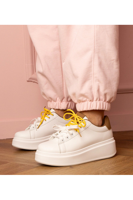 Baskets de sport blanc et marron à...
