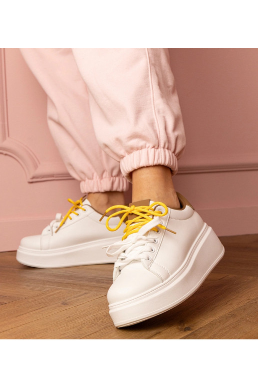 Baskets de sport blanc et marron à...