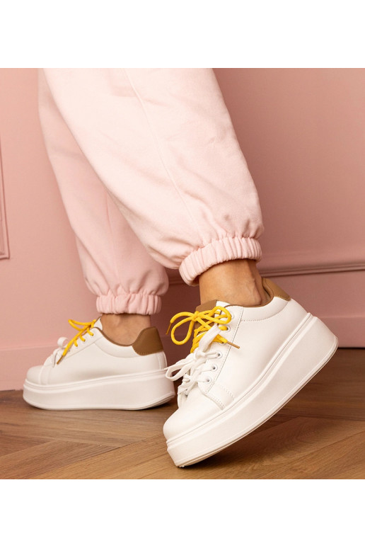 Baskets de sport blanc et marron à...