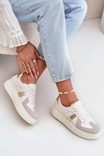 Baskets en éco-cuir pour femmes avec plateforme couleur sable Goriette