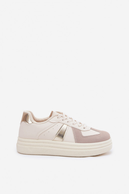 Eko Peau Chaussures modèle baskets Féminin avec une plateforme beige Goriette Eko Peau Chaussures modèle baskets Féminin avec une plateforme beige Goriette