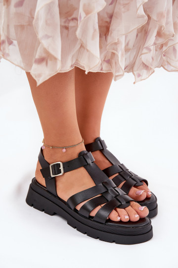 Sandales noires en roseau écologiques pour femmes avec plateforme 2