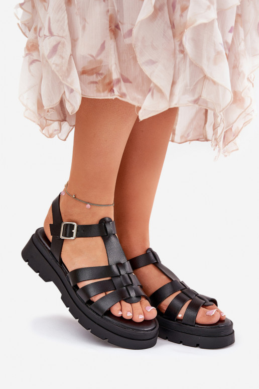 Eko Sandales pour femmes Féminin avec une plateforme couleur noire Nendales