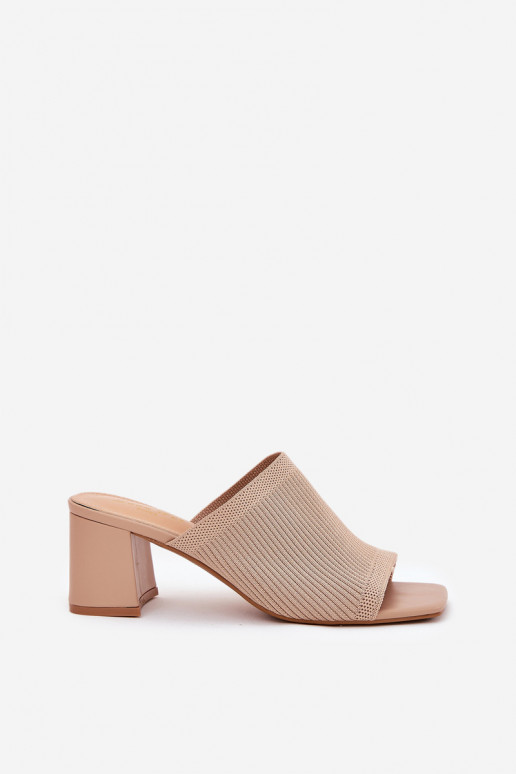 Pantoufles pour femmes avec des talons Typu Słupek beige DANSenilan