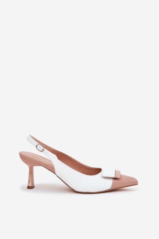 Style élégant chaussures à talons hauts avec des ornements Eko Peau couleur blanche Ottoles Style élégant chaussures à talons hauts avec des ornements Eko Peau couleur blanche Ottoles