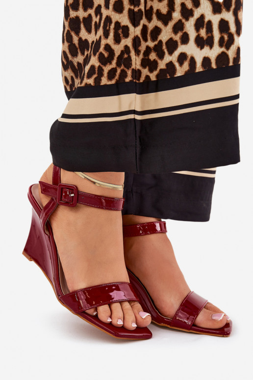 Sandales laquées pour femme Sur un coin Bourgogne Vliraya