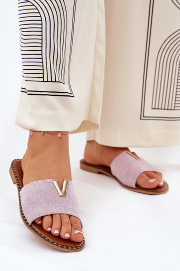 Mules féminines à talon large avec détails décoratifs couleur violette Saliena 2