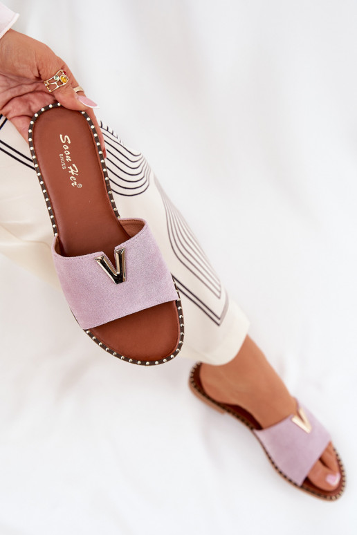 Pantoufles pour femmes avec des talons larges Avec des décorationsi Detalami Couleur violette Saliena Pantoufles pour femmes avec des talons larges Avec des décorationsi Detalami Couleur violette Saliena