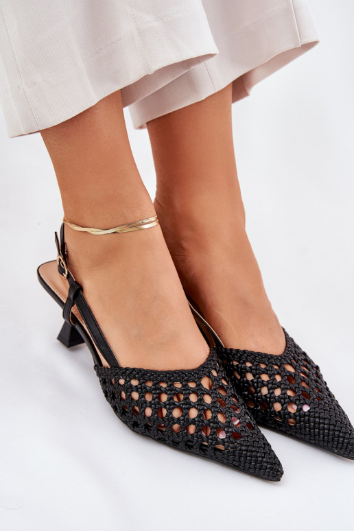 chaussures à talons hauts Ze Szpiczastym Noskiem I Odkrytą Piętą couleur noire Umirana