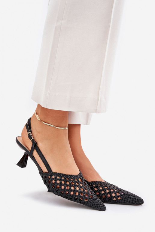 chaussures à talons hauts Ze Szpiczastym Noskiem I Odkrytą Piętą couleur noire Umirana