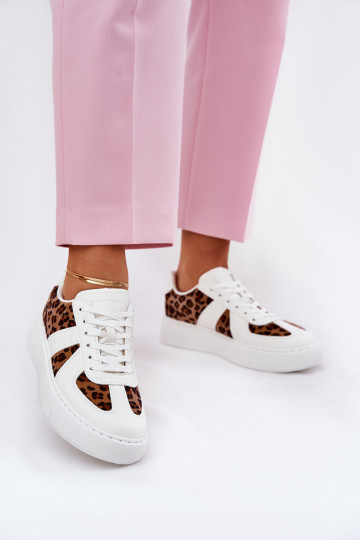 Baskets pour femmes avec motifs et plateforme couleur blanche Įjungtativira