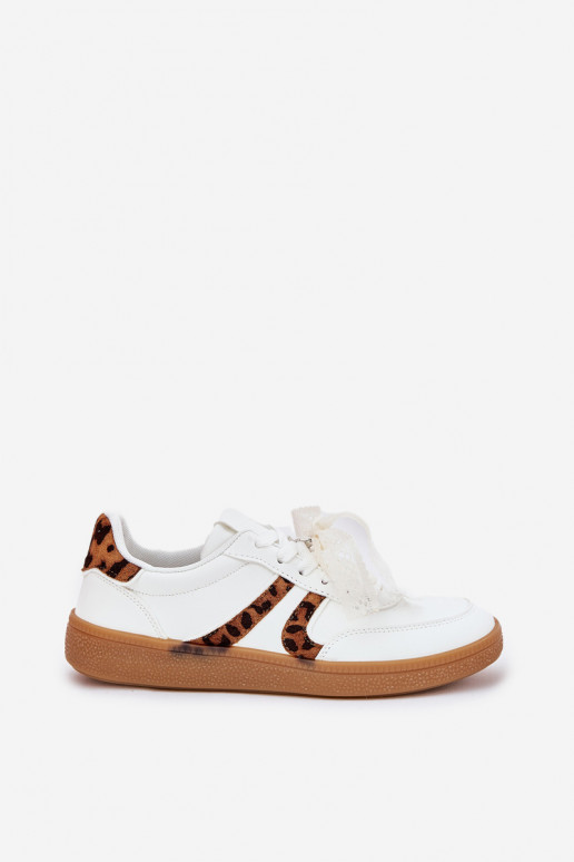 Faible Chaussures modèle baskets Féminin avec de la dentelle avec des motifs en fourrure de léopard couleur blanche Zielle