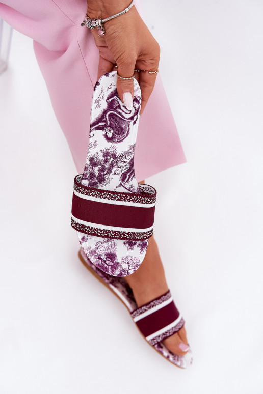 À motifs isocèle Pantoufles pour femmes Bourgogne Leysi À motifs isocèle Pantoufles pour femmes Bourgogne Leysi